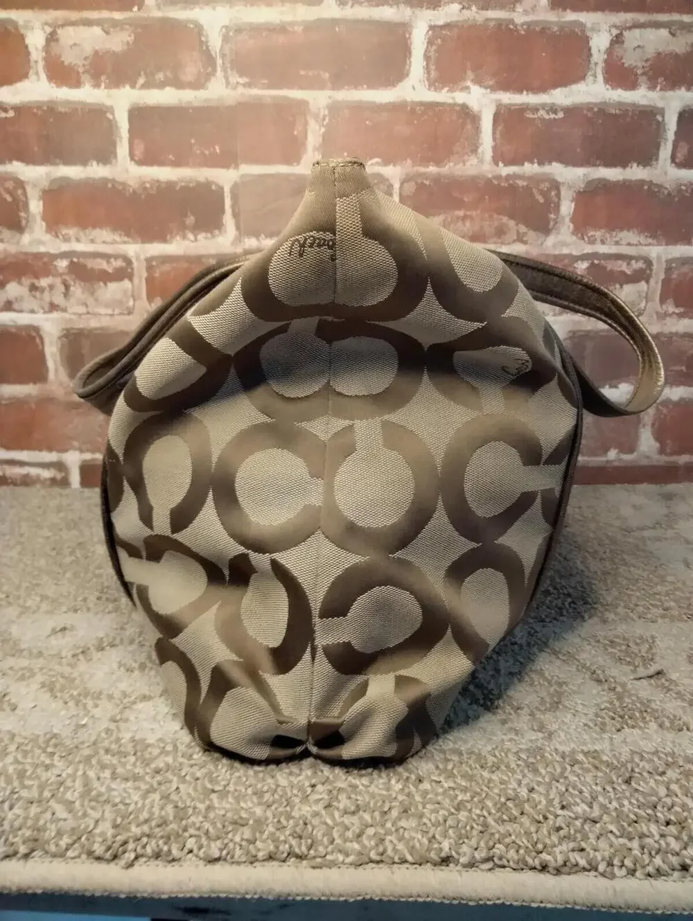 Coach Poppy 13826 Tote Op Art Glam Tote Beige Gold Handbag - Picture 4 of 9
